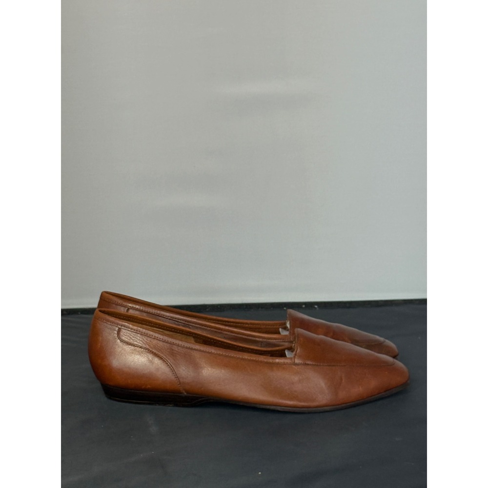 Enzo Angiolini Cognac Brown Leather Square Toe Loafers
